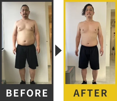 パーソナルジムELEMENTを利用して全身の脂肪と体重が減った30代の男性の写真