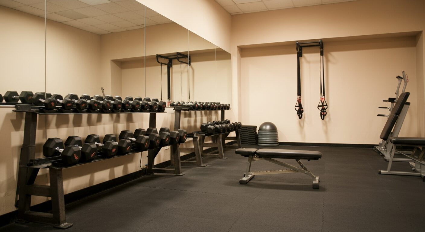 パーソナルジムの清潔なトレーニングスペース